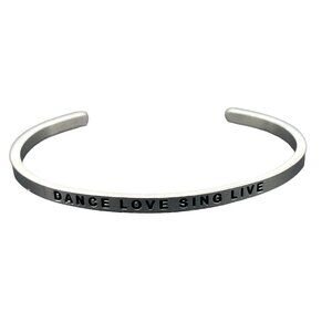Mantraband Silver Inspirational Bangle Bracelet Dance Love Sing Live